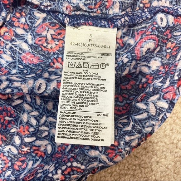 GAP Factory Flutter Sleeve Print Tank Top in Blue Floral Size Small - Picture 11 of 12